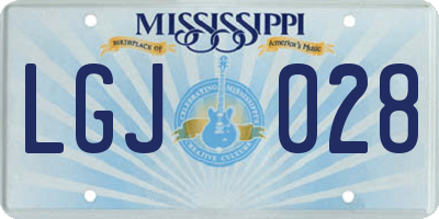 MS license plate LGJ028