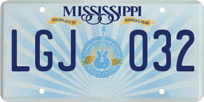 MS license plate LGJ032