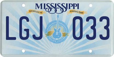 MS license plate LGJ033