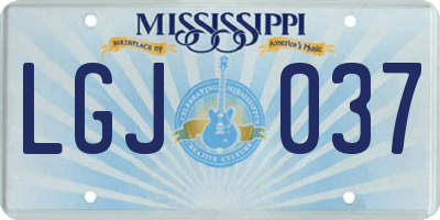 MS license plate LGJ037