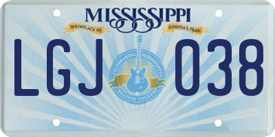MS license plate LGJ038
