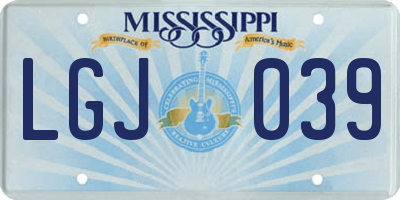 MS license plate LGJ039
