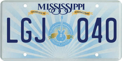 MS license plate LGJ040