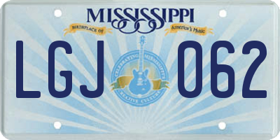 MS license plate LGJ062