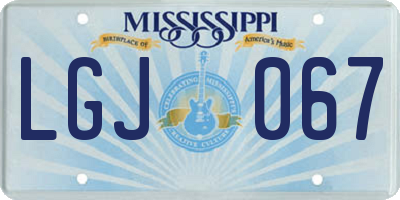 MS license plate LGJ067