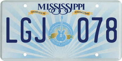 MS license plate LGJ078