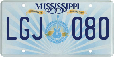 MS license plate LGJ080