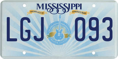 MS license plate LGJ093