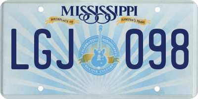 MS license plate LGJ098