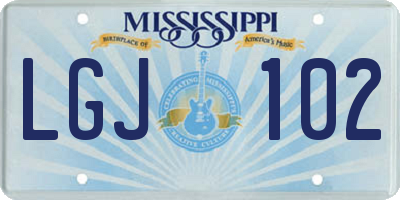 MS license plate LGJ102