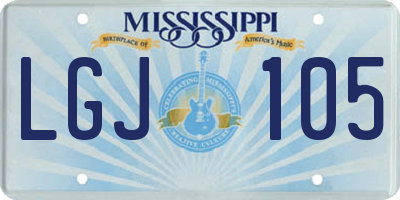 MS license plate LGJ105
