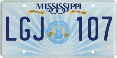 MS license plate LGJ107
