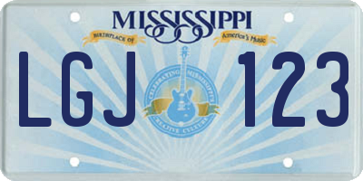 MS license plate LGJ123