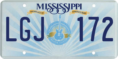 MS license plate LGJ172