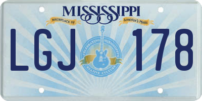 MS license plate LGJ178