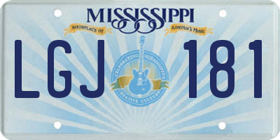 MS license plate LGJ181