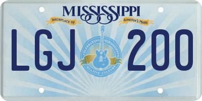 MS license plate LGJ200