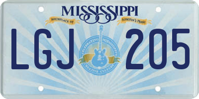 MS license plate LGJ205