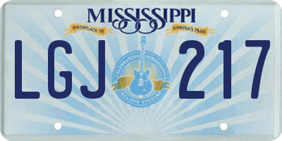 MS license plate LGJ217