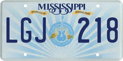 MS license plate LGJ218