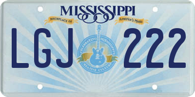 MS license plate LGJ222