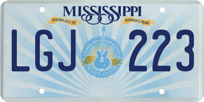 MS license plate LGJ223