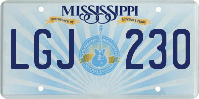 MS license plate LGJ230