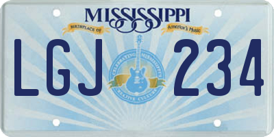 MS license plate LGJ234