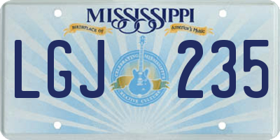 MS license plate LGJ235