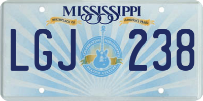 MS license plate LGJ238