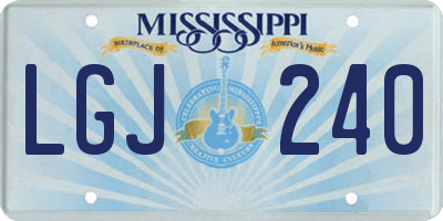 MS license plate LGJ240