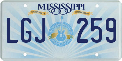 MS license plate LGJ259