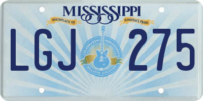 MS license plate LGJ275