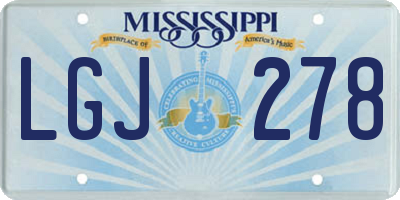 MS license plate LGJ278