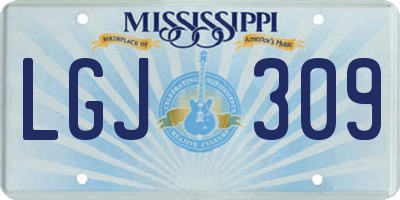 MS license plate LGJ309