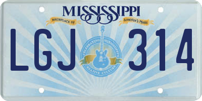 MS license plate LGJ314