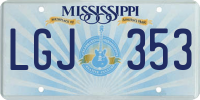 MS license plate LGJ353