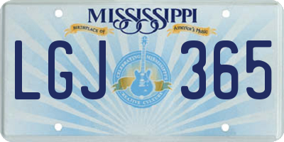 MS license plate LGJ365