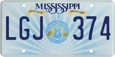 MS license plate LGJ374