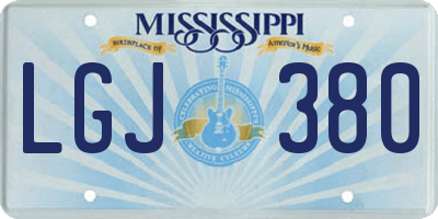 MS license plate LGJ380