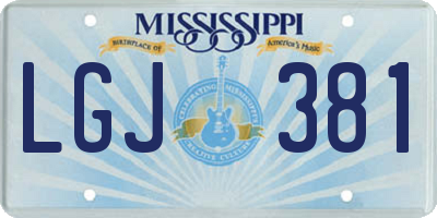 MS license plate LGJ381