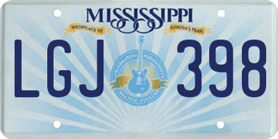 MS license plate LGJ398