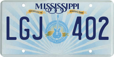 MS license plate LGJ402