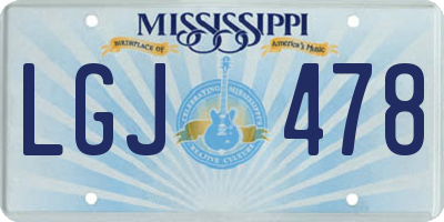 MS license plate LGJ478