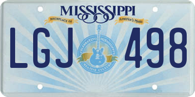 MS license plate LGJ498