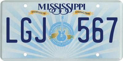 MS license plate LGJ567