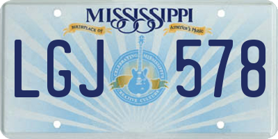 MS license plate LGJ578
