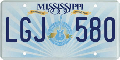 MS license plate LGJ580