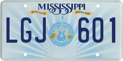 MS license plate LGJ601