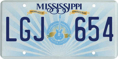 MS license plate LGJ654